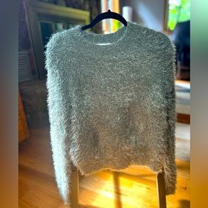 Pink Rose fuzzy sweater, sage green, small